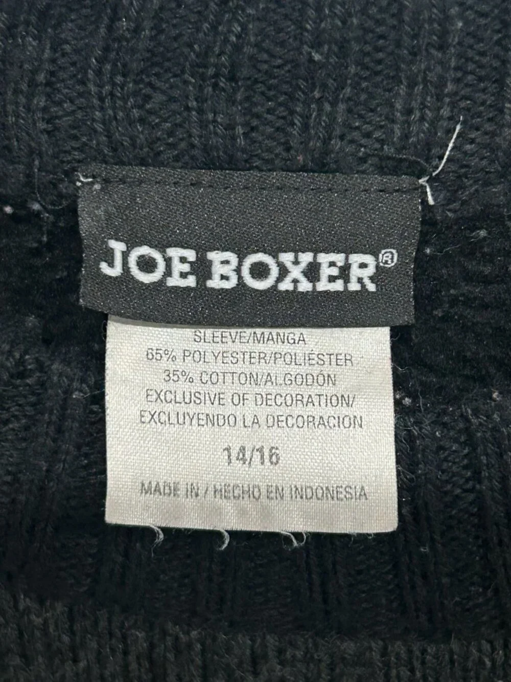 Joe Boxer 14/16 Black Hip Hop Graphic Knit Sweater Retro Y2K Vintage